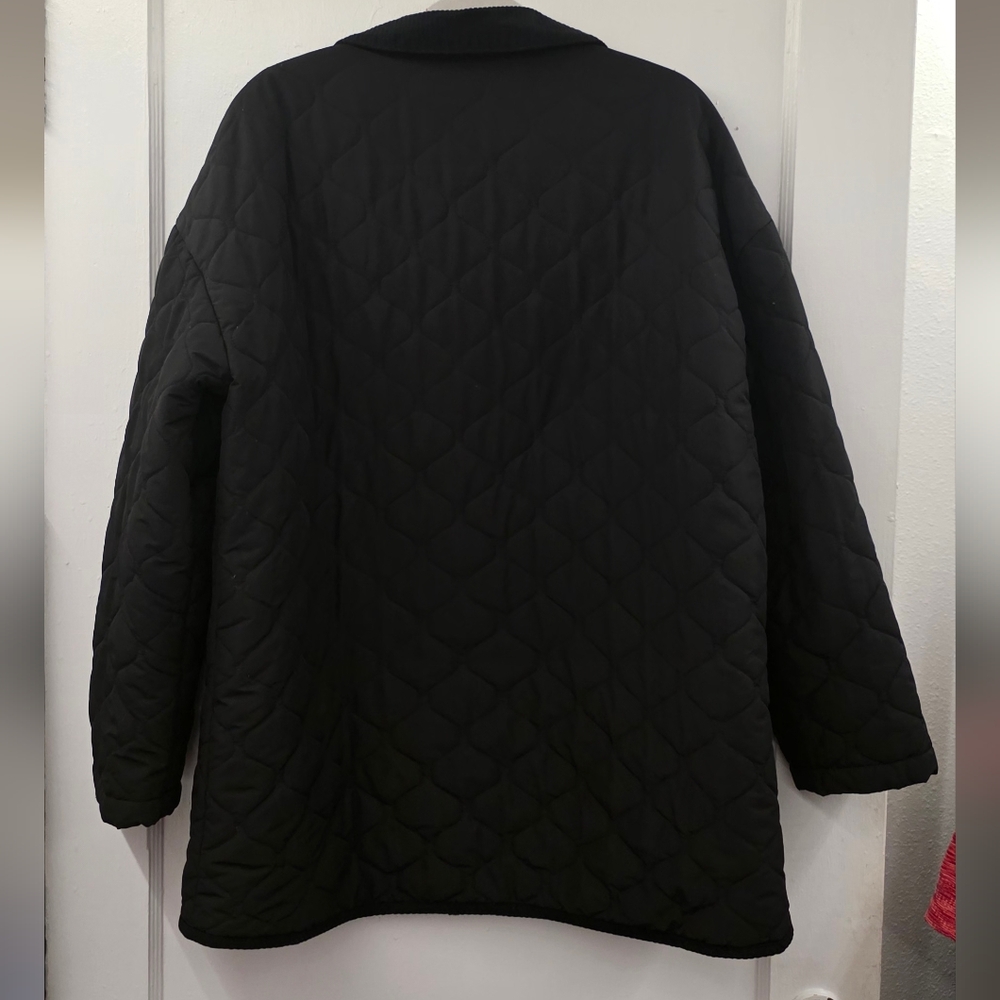 Princess Polly Black Quilted Oversized Jacket Snap Front Coat Womens M/L Trendy - Picture 2 of 8